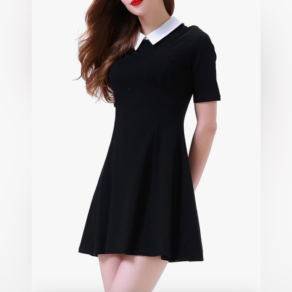 Mod 1960’s Black Dress with White Peter Pan Collar
